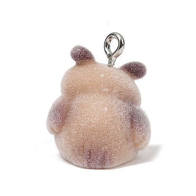Animal Theme Flocky Opaque Resin Pendants RESI-H042-01P-13-1