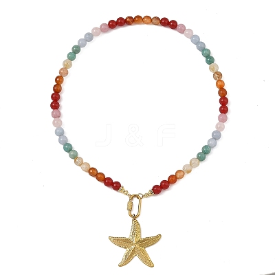 Ocean 304 Stainless Steel Starfish Pendant Necklaces NJEW-JN06441-1