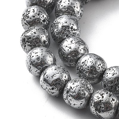 Electroplated Natural Lava Rock Beads Strands G-A251-B01-01C-1