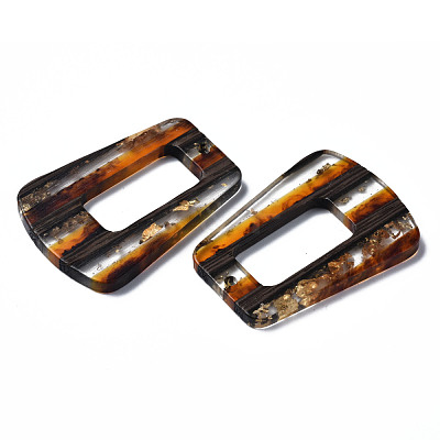 Transparent Resin & Walnut Wood Pendants RESI-N025-013A-A01-1