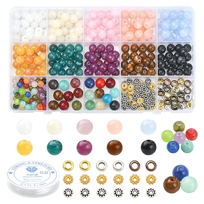 DIY Imitation Gemstone Stretch Bracelet Making Kit DIY-FS0003-03-1