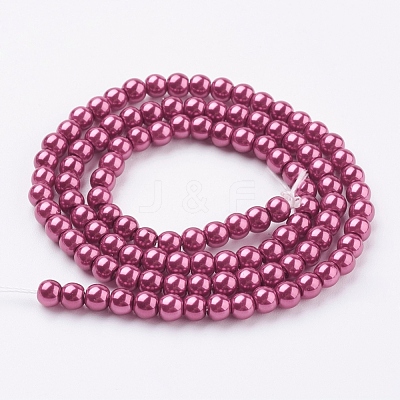 Eco-Friendly Dyed Glass Pearl Round Beads Strands HY-A002-4mm-RB027-1