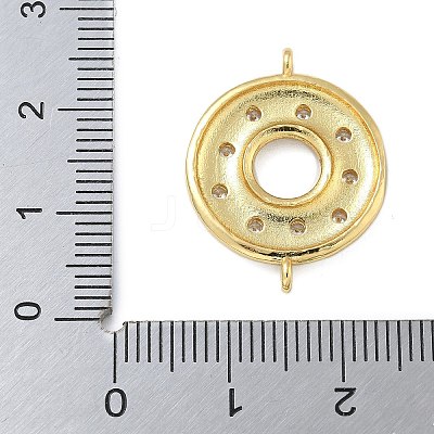 Rack Plating Brass Clear Cubic Zirconia Donut Connector Charms KK-A234-030G-02-1