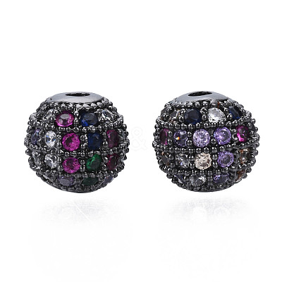 Rack Plating Brass Cubic Zirconia Beads ZIRC-S001-8mm-C04-1