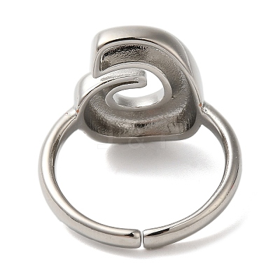 Initials Brass Open Cuff Ring for Women RJEW-N046-02G-P-1