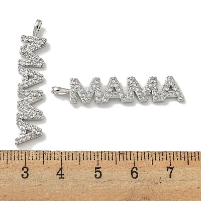 Mother's Day Brass Micro Pave Cubic Zirconia Pendants KK-K378-11P-1