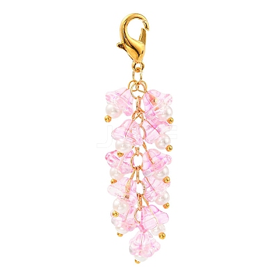 Trumpet Flower Glass Pendant Decorations HJEW-YW0001-02B-1