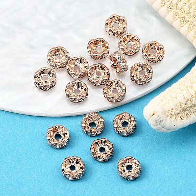Brass Rhinestone Spacer Beads RB-A014-L6mm-01RG-NF-1