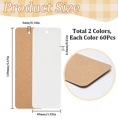 120Pcs 2 Colors Paper Blank Bookmarks AJEW-SP0001-25-1