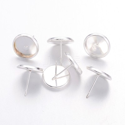 Silver Color Plated Brass Earring Settings X-IFIN-Q006-10mm-S-NF-1