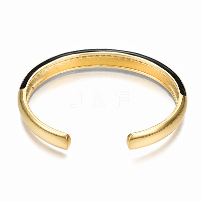 Brass Micro Pave Clear Cubic Zirconia Cuff Bangles BJEW-N302-004A-NF-1