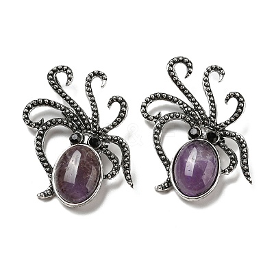 Natural Amethyst Octopus Brooch G-Z050-01D-1