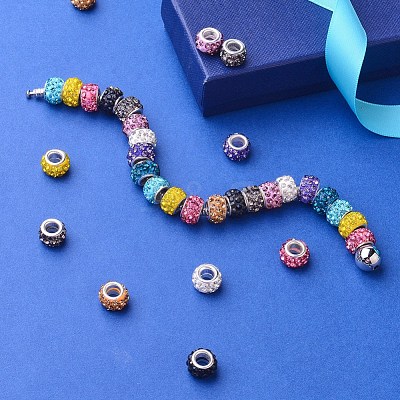 Polymer Clay Rhinestone European Beads CPDL-JP0001-01-1