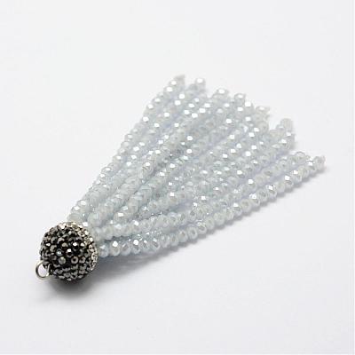 Electroplate Glass Bead Tassel Big Pendants EGLA-P023-12-1