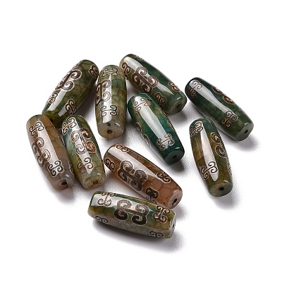 Tibetan Style dZi Beads TDZI-E004-08-1