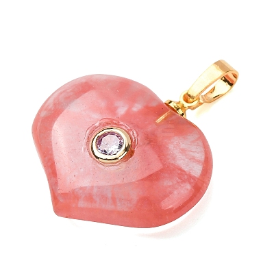 Cherry Quartz Glass Pendants G-B188-02G-01-1