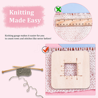 4Pcs 2 Style Wood Knitting Needle Gauge WOOD-PH0009-55-1