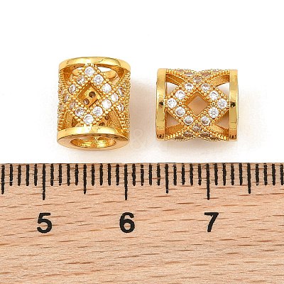 Brass Micro Pave Clear Cubic Zirconia European Beads CU-CBA6A75-25G-1