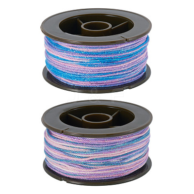 2 Rolls 2 Colors Segment Dyed Round Polyester Twisted Cords OCOR-TA0003-59B-1