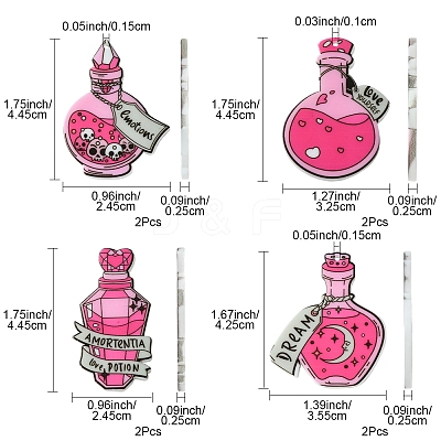 8Pcs 4 Styles Acrylic Pendants MACR-FS0001-76-1