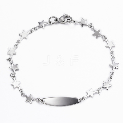 Tarnish Resistant 304 Stainless Steel ID Bracelets BJEW-H520-12P-1