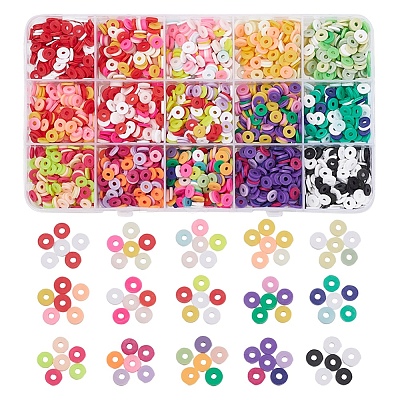 2400Pcs 15 Colors Handmade Polymer Clay Beads CLAY-YW0001-27B-1