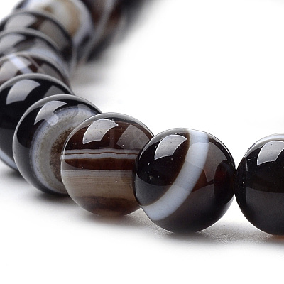 Natural Striped Agate/Banded Agate Beads Strands G-S259-04A-12mm-1