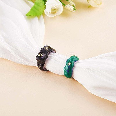 Glitter Enamel Twist Wave Open Cuff Ring JR922A-1