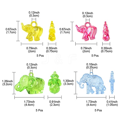 20Pcs 4 Styles Transparent & AB-Color Plated Acrylic Pendants TACR-FS0001-44-1