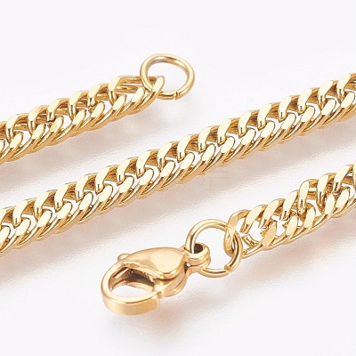 Ion Plating(IP) 304 Stainless Steel Curb Chain Bracelets BJEW-P235-12G-1