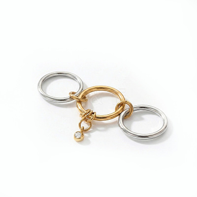 304 Stainless Steel & Clear Cubic Zirconia Finger Rings WGBEEB1-02-1