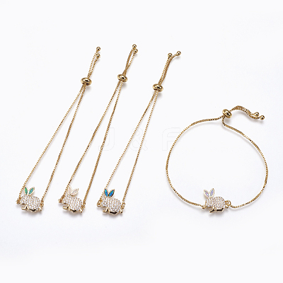 Adjustable Brass Bunny Bolo Bracelets BJEW-G593-07G-1