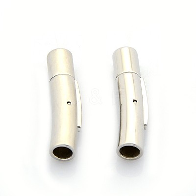 Tarnish Resistant Mixed Styles Glazed or Matte Column 304 Stainless Steel Bayonet Necklace Clasps STAS-I013-4mm-B-1