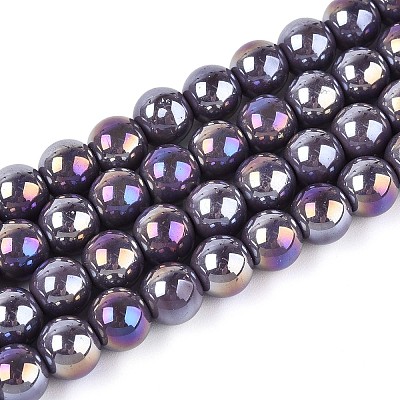 Electroplate Opaque Glass Beads Strands GLAA-T032-P8mm-AB15-1