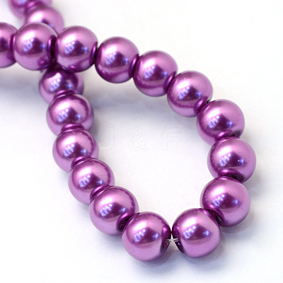 Baking Paint Pearlized Glass Pearl Round Bead Strands X-HY-Q003-4mm-16-1