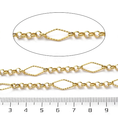 304 Stainless Steel Textured Rhombus with Rolo Chains CHS-R020-07G-03-1