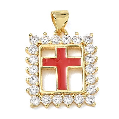 Religion Cross Brass Micro Pave Clear Cubic Zirconia Pendants CU-CBA83A6-03G-G03-1