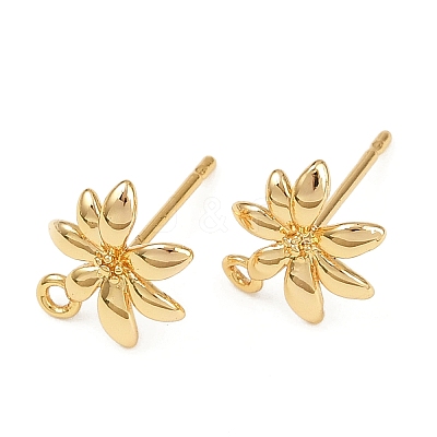 Brass Stud Earrings Findings X-KK-B137-13G-1