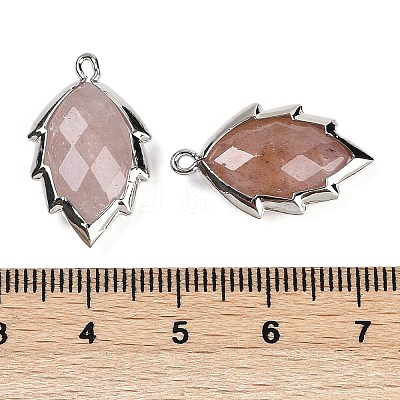 Natural Strawberry Quartz Faceted Leaf Pendants G-I375-04P-13-1