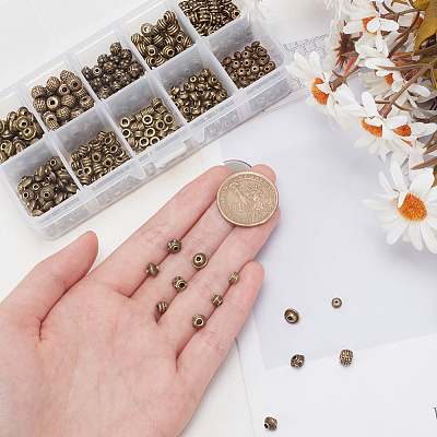 500Pcs 10 Styles Tibetan Style Alloy Spacer Beads TIBEB-PH0004-96-1