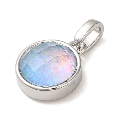 Rack Plating Brass with Synthetic Opal Pendants KK-S370-06P-1