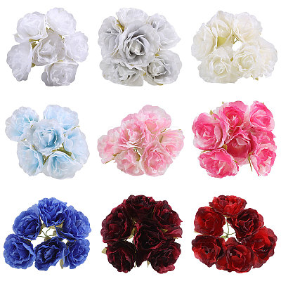 9Pcs 9 Colors Silk Cloth Artificial Flower AJEW-CA0005-10-1