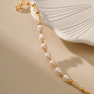 Elegant Natural Freshwater Pearl & Brass Beaded Bracelets for Women RP0175-1