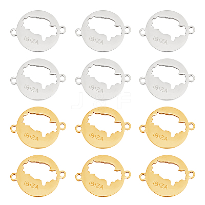 12Pcs 2 Colors 201 Stainless Steel Connector Charms STAS-UN0048-28-1