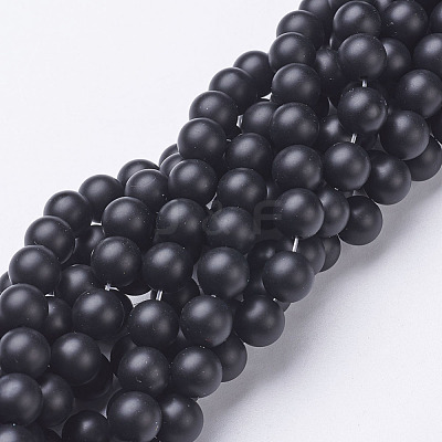 Natural Black Agate Beads Strands X-G-D543-8mm-1