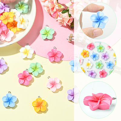28Pcs 7 Colors Opaque Resin Pendants FIND-SC0019-46-1