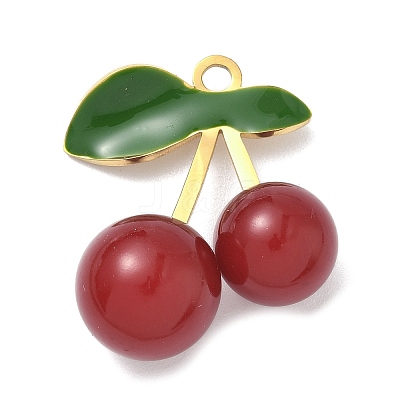 304 Stainless Steel with Acrylic Cherry Pendants LS-STAS-G362-05G-01-1