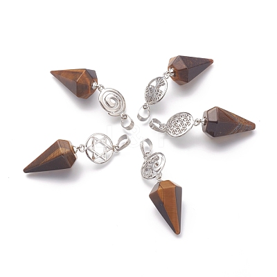 Natural Tiger Eye Pendants G-O194-16-1