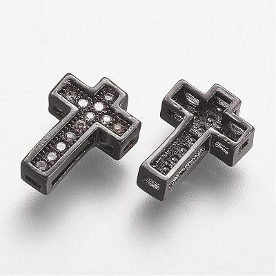 Brass Micro Pave Cubic Zirconia Beads ZIRC-N025-55B-1