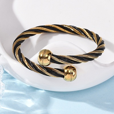 304 Stainless Steel Torque Bangles for Women BJEW-P310-22G-1